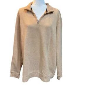 Croft & Barrow Womens Beige Extra Soft Quarter Zip Collar Pullover Sweatshirt XL